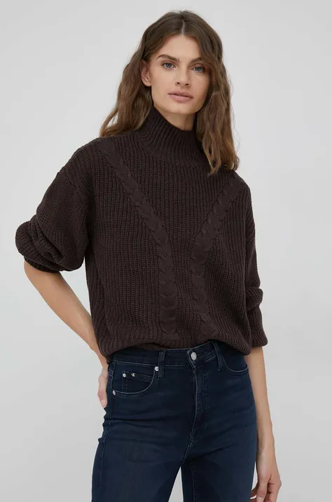 Vero Moda sweter damski kolor brązowy z półgolfem