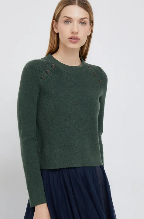 Pepe Jeans sweter z domieszką wełny damski kolor zielony lekki