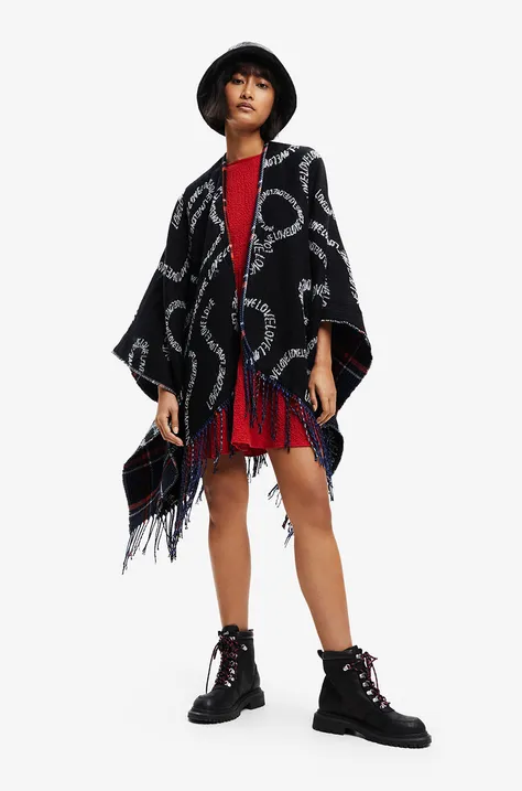 Desigual poncho reversibil culoarea negru