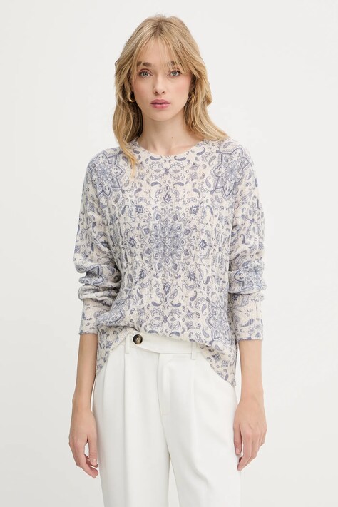 Guess pulover din amestec de lana femei, culoarea albastru marin, light