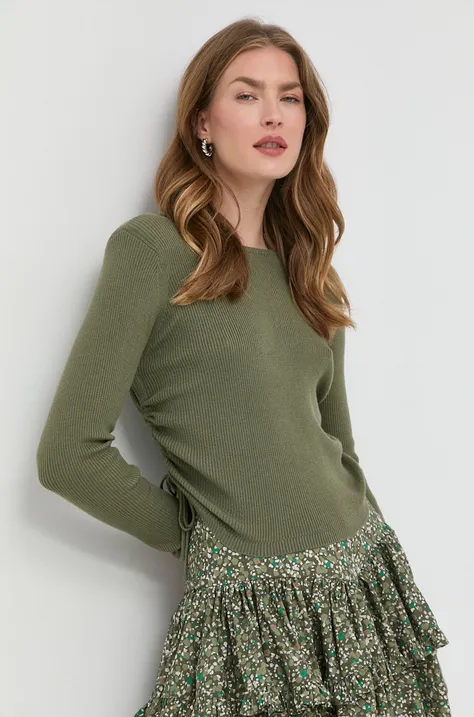 Guess sweter damski kolor zielony lekki
