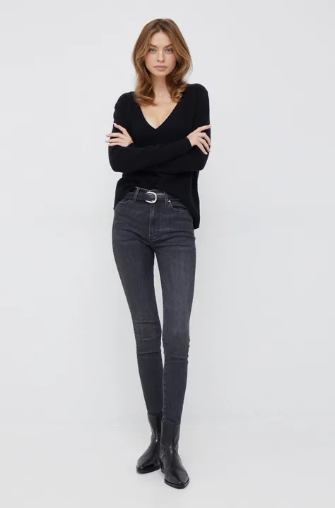 Calvin Klein gyapjú pulóver női, fekete