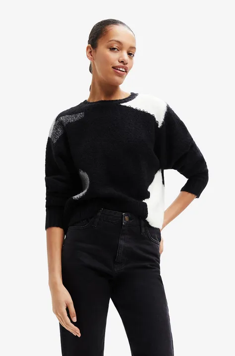 Пуловер Desigual дамски в черно