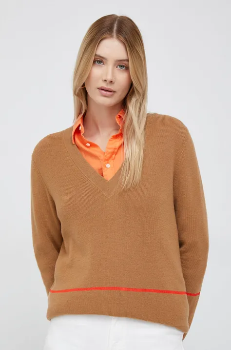 PS Paul Smith sweter wełniany damski kolor brązowy