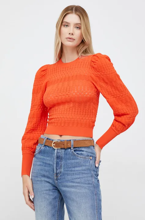 Desigual sweter damski kolor pomarańczowy lekki