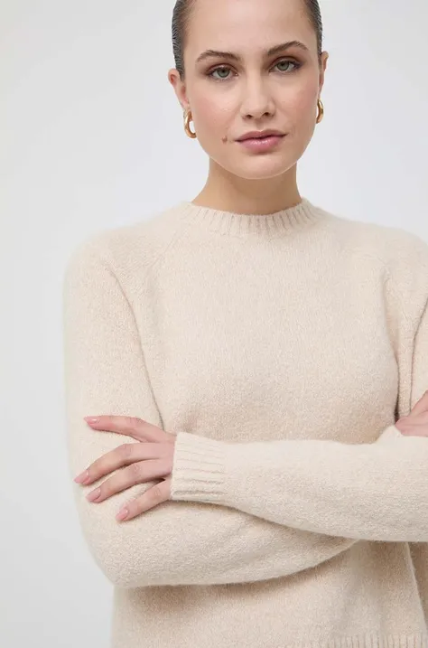 BOSS sweter z domieszką wełny damski kolor beżowy