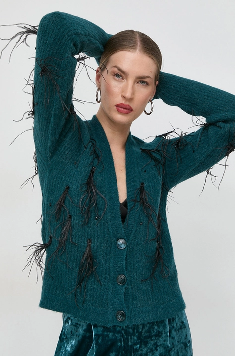 Patrizia Pepe cardigan din lana femei, culoarea verde