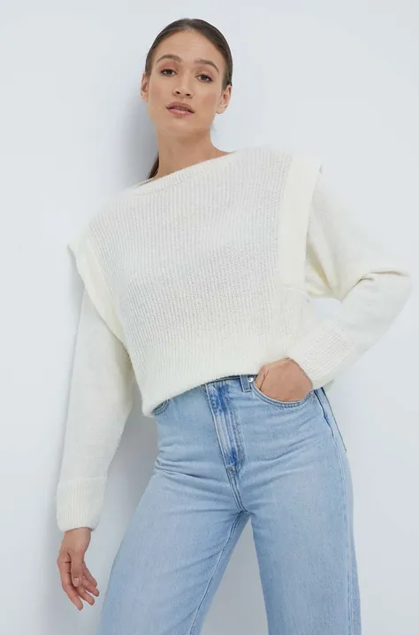 Sisley sweter z domieszką wełny damski kolor beżowy