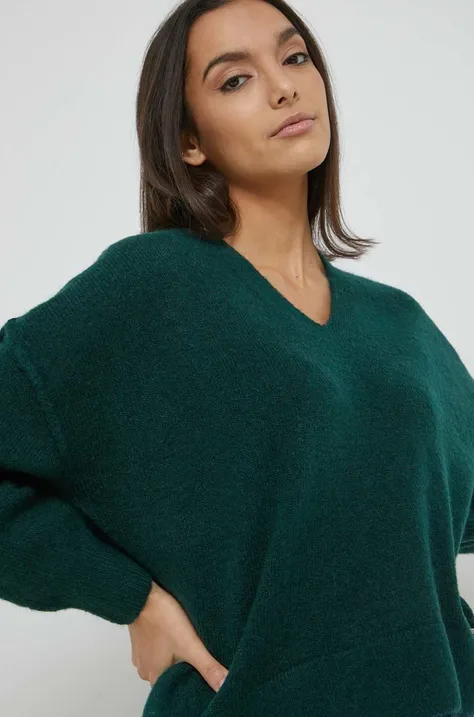 Superdry sweter z domieszką wełny damski kolor zielony
