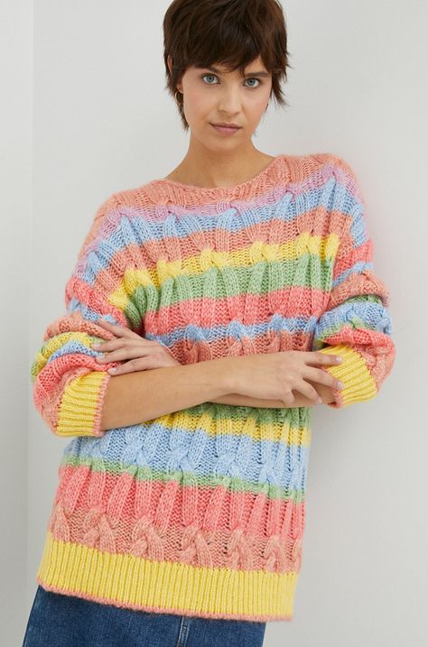 United Colors of Benetton gyapjúkeverék pulóver