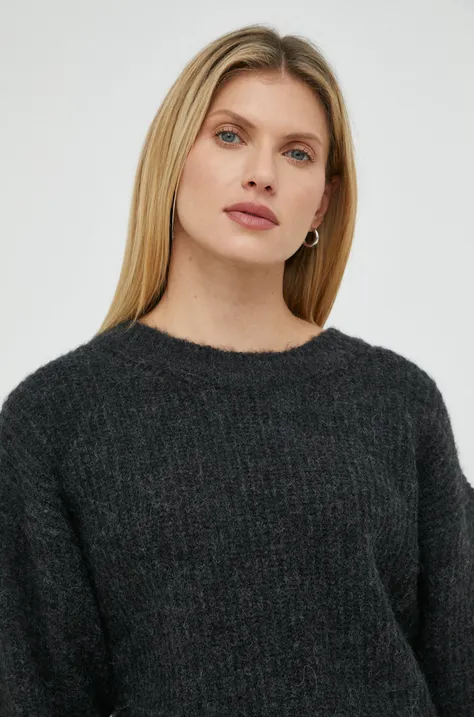American Vintage sweter z domieszką wełny damski kolor szary ciepły