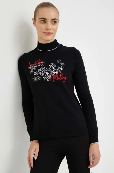 Вовняний светр Newland жіночий колір чорний легкий півгольф