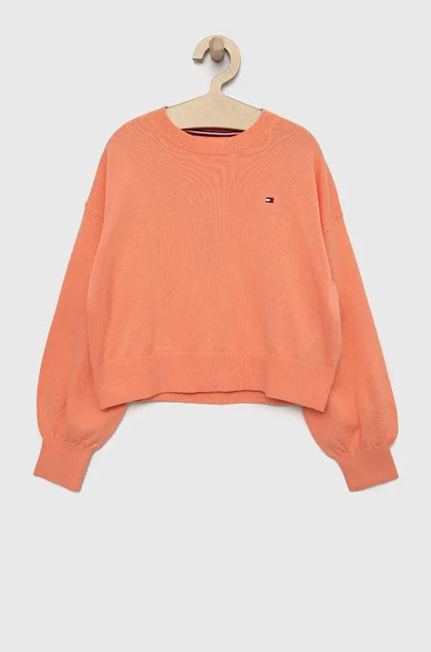 Dječji pamučni pulover Tommy Hilfiger boja: narančasta, lagani