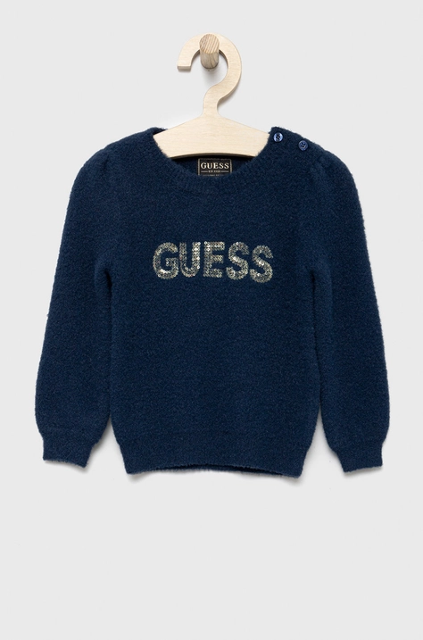 Guess pulover copii culoarea albastru marin, light