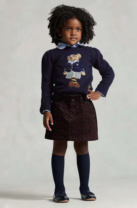 Polo Ralph Lauren sweter z domieszką wełny dziecięcy kolor granatowy lekki