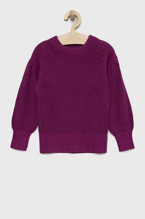 Παιδικό βαμβακερό πουλόβερ GAP χρώμα: μοβ