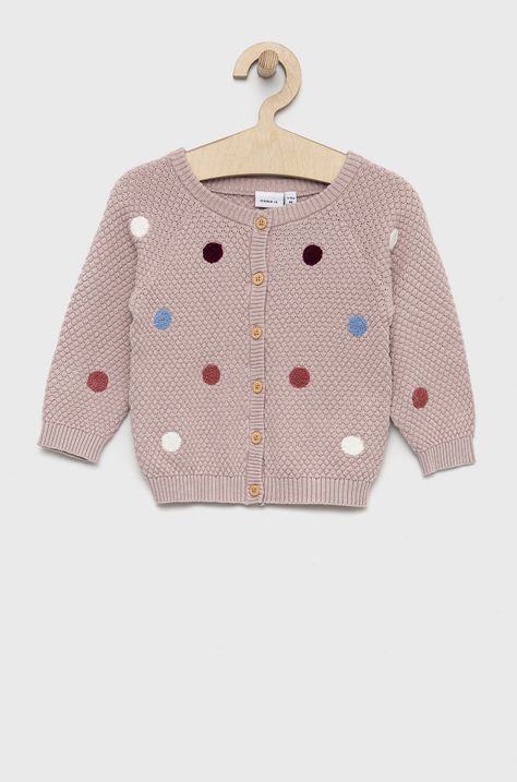 Βρεφικό βαμβακερό πουλόβερ Name it χρώμα: ροζ