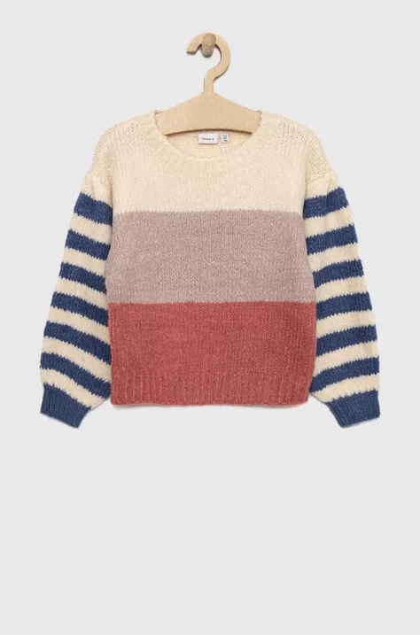 Name it sweter z domieszką wełny dziecięcy kolor niebieski ciepły