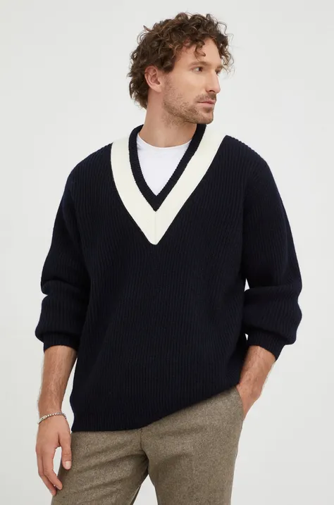 Vuneni pulover Tiger Of Sweden za muškarce, boja: tamno plava, topli