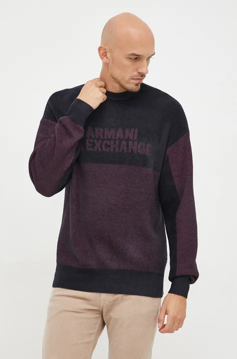 Armani Exchange sweter męski kolor granatowy lekki