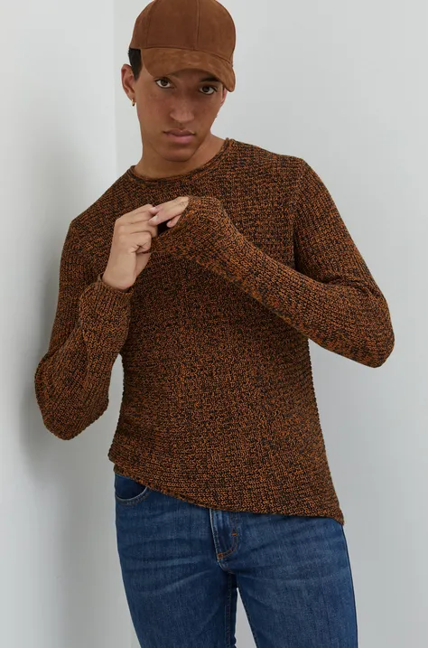 Bavlnený sveter Produkt by Jack & Jones pánsky, oranžová farba,