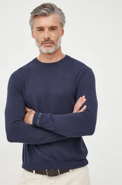 Pepe Jeans sweter z domieszką wełny męski kolor granatowy lekki