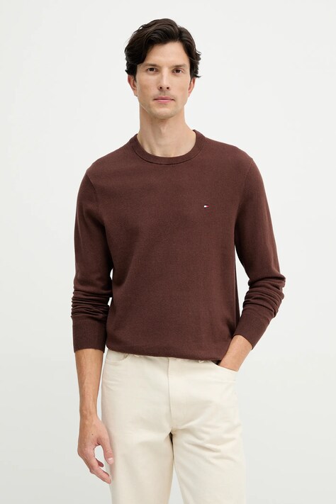 Pulover s dodatkom kašmira Tommy Hilfiger boja: bordo, lagane, MW0MW28046