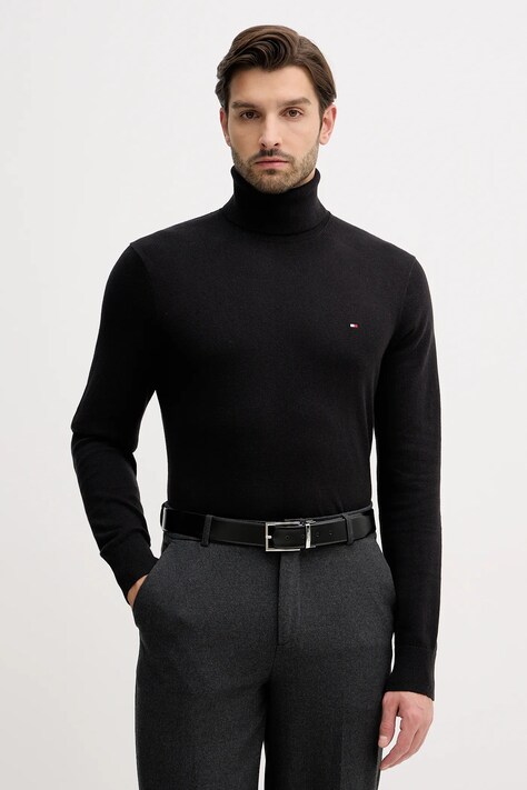 Πουλόβερ με μείγμα κασμίρ Tommy Hilfiger ανδρικά, χρώμα: μαύρο,