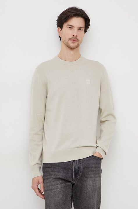 Pulover s dodatkom kašmira BOSS CASUAL boja: zelena, lagani, 50471343