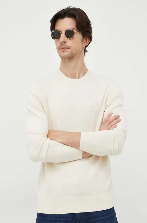BOSS pulóver kasmír keverékből BOSS CASUAL könnyű, fehér