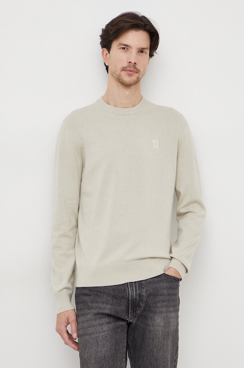 BOSS sweter z domieszką kaszmiru BOSS CASUAL kolor zielony lekki 50471343