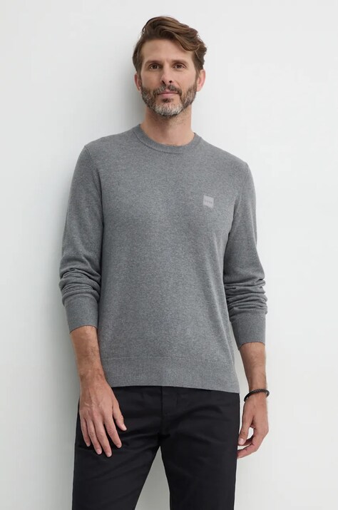 BOSS pulover din amestec de casmir BOSS CASUAL culoarea gri, light, 50471343