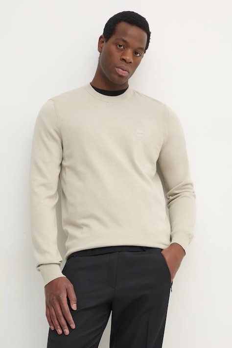 Пуловер с кашмир BOSS BOSS CASUAL в бежово от лека материя 50471343