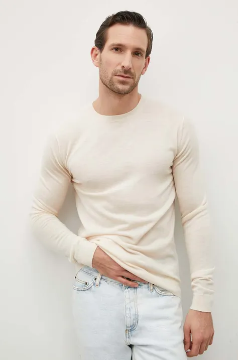 Вовняний светр Bruuns Bazaar чоловічий колір бежевий легкий