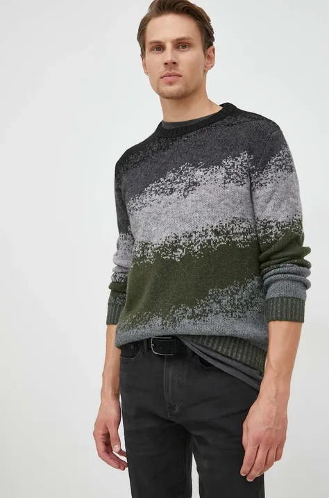 Sisley sweter z domieszką wełny męski kolor czarny