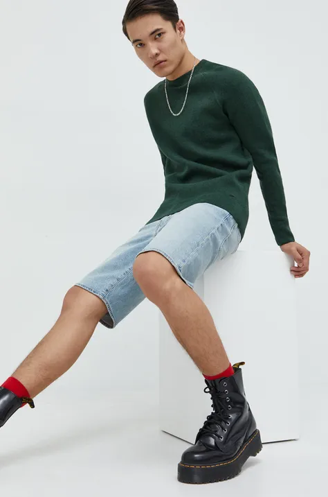 Superdry sweter męski kolor zielony ciepły