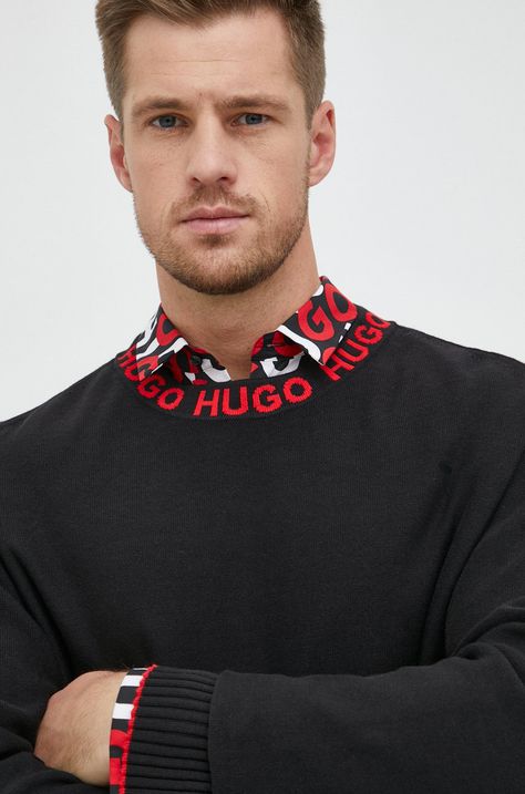 Памучен пуловер HUGO
