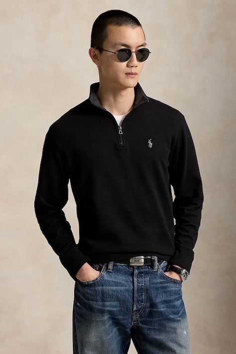 Mikina Polo Ralph Lauren pánská, černá barva, hladká, 710812963037