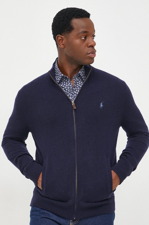 Polo Ralph Lauren Kardigan wełniany męski kolor granatowy