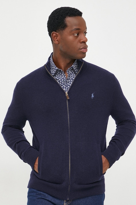 Polo Ralph Lauren Kardigan wełniany męski kolor granatowy