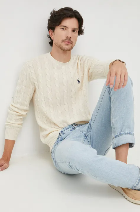 Polo Ralph Lauren sweter męski kolor beżowy lekki
