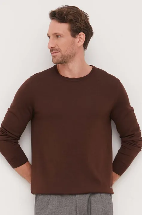 Volnen pulover Joop! moški, rjava barva