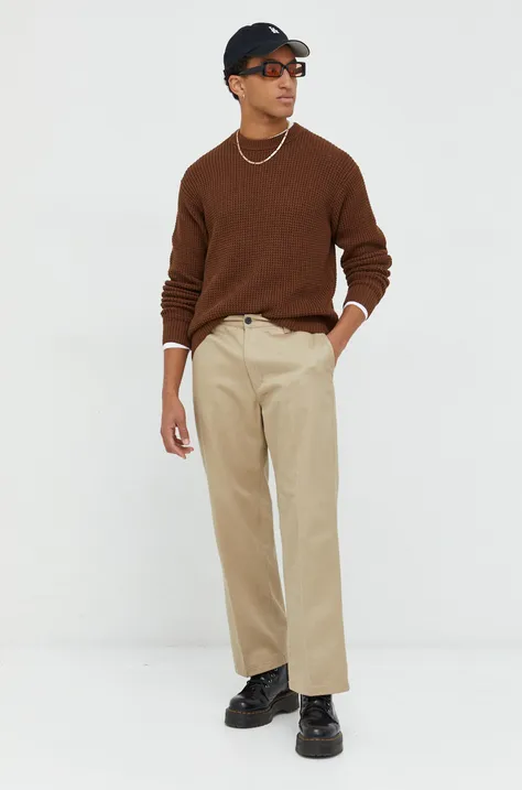 Pamučni pulover Abercrombie & Fitch za muškarce, boja: smeđa, lagani