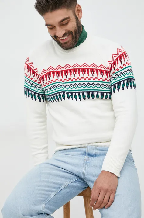 Бавовняний светр GAP чоловічий колір бежевий