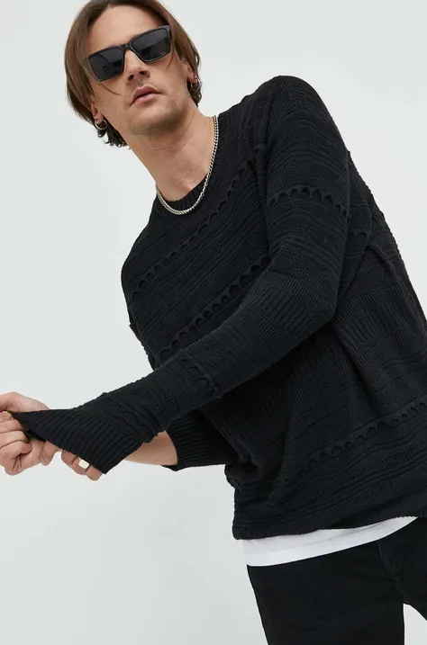 pulover Hollister Co. za muškarce, boja: crna, lagani