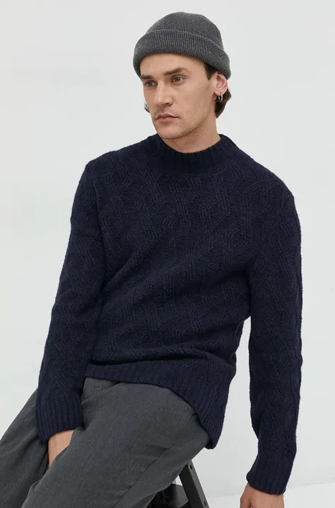 Пуловер Abercrombie & Fitch мъжки в тъмносиньо с ниско поло