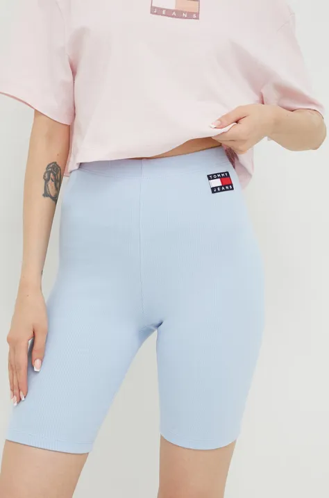 Kratke hlače Tommy Jeans za žene, s aplikacijom, visoki struk