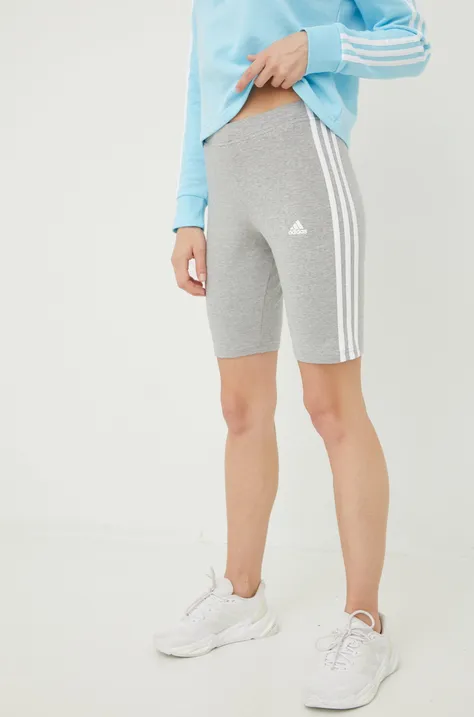 adidas szorty damskie kolor szary z aplikacją medium waist