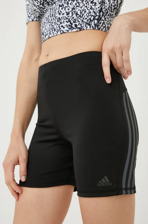 adidas Performance pantaloni scurți de alergare Run Icons femei, culoarea negru, cu imprimeu, high waist