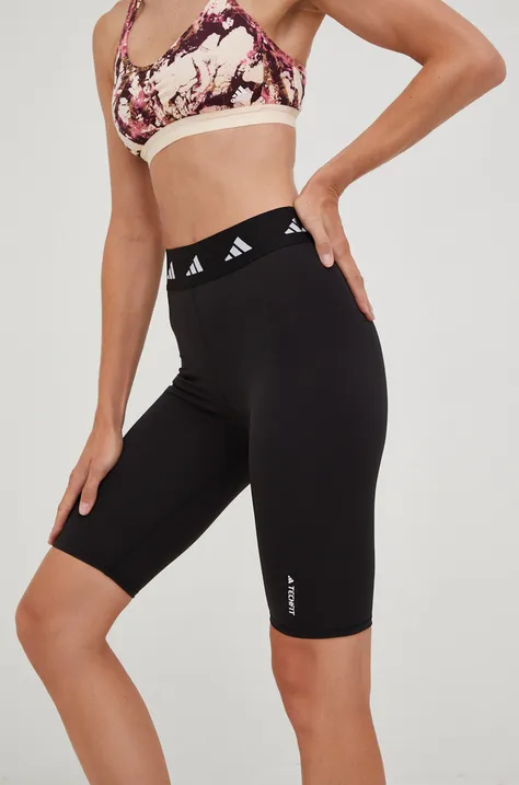 Kratke hlače za trening adidas Performance Techfit Period Proof za žene, boja: crna, s tiskom, visoki struk